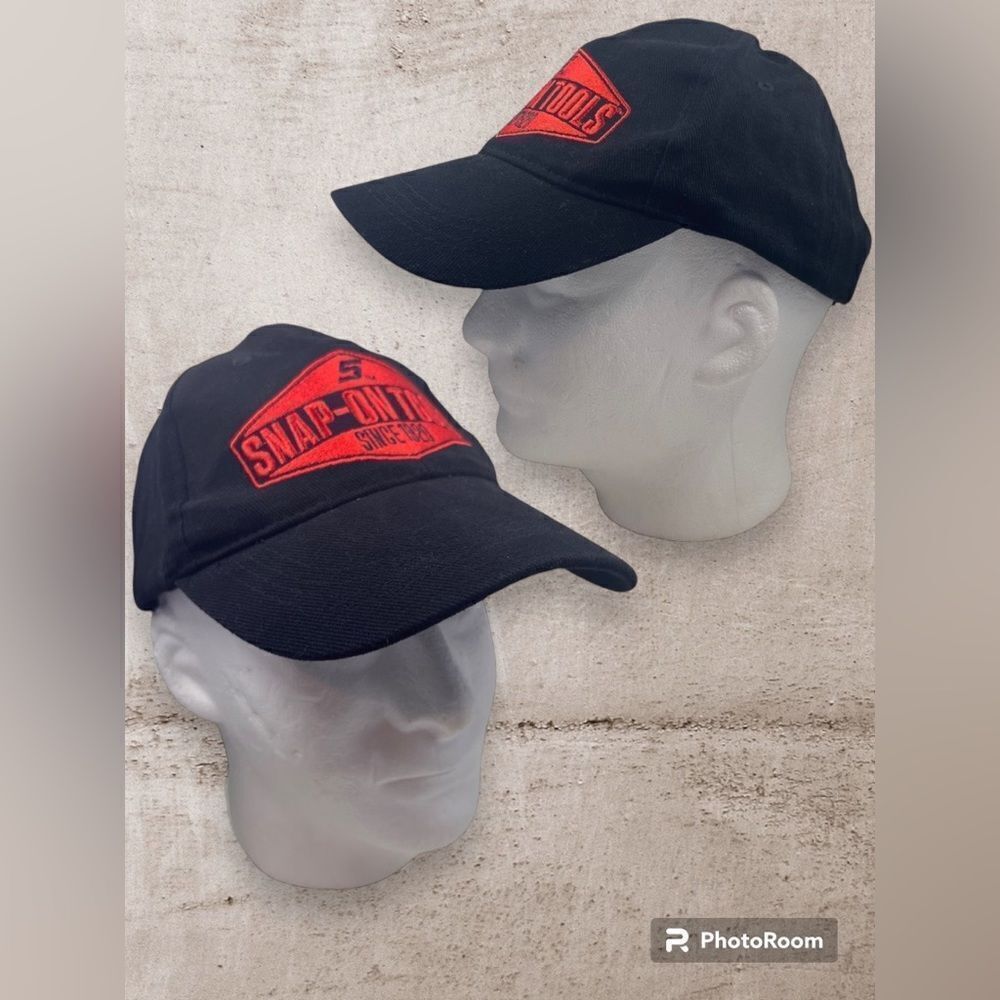 Snap On Tools red black embroidered 100% cotton strap back hat